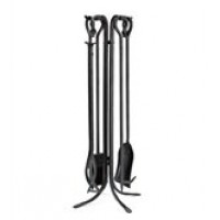 5 Piece Hand Forged Iron Fireplace Tool Set with Poker  Tongs  Shovel  Broom  and Stand 7-In Diam. x 27.5 H Black - B007JYY3VM